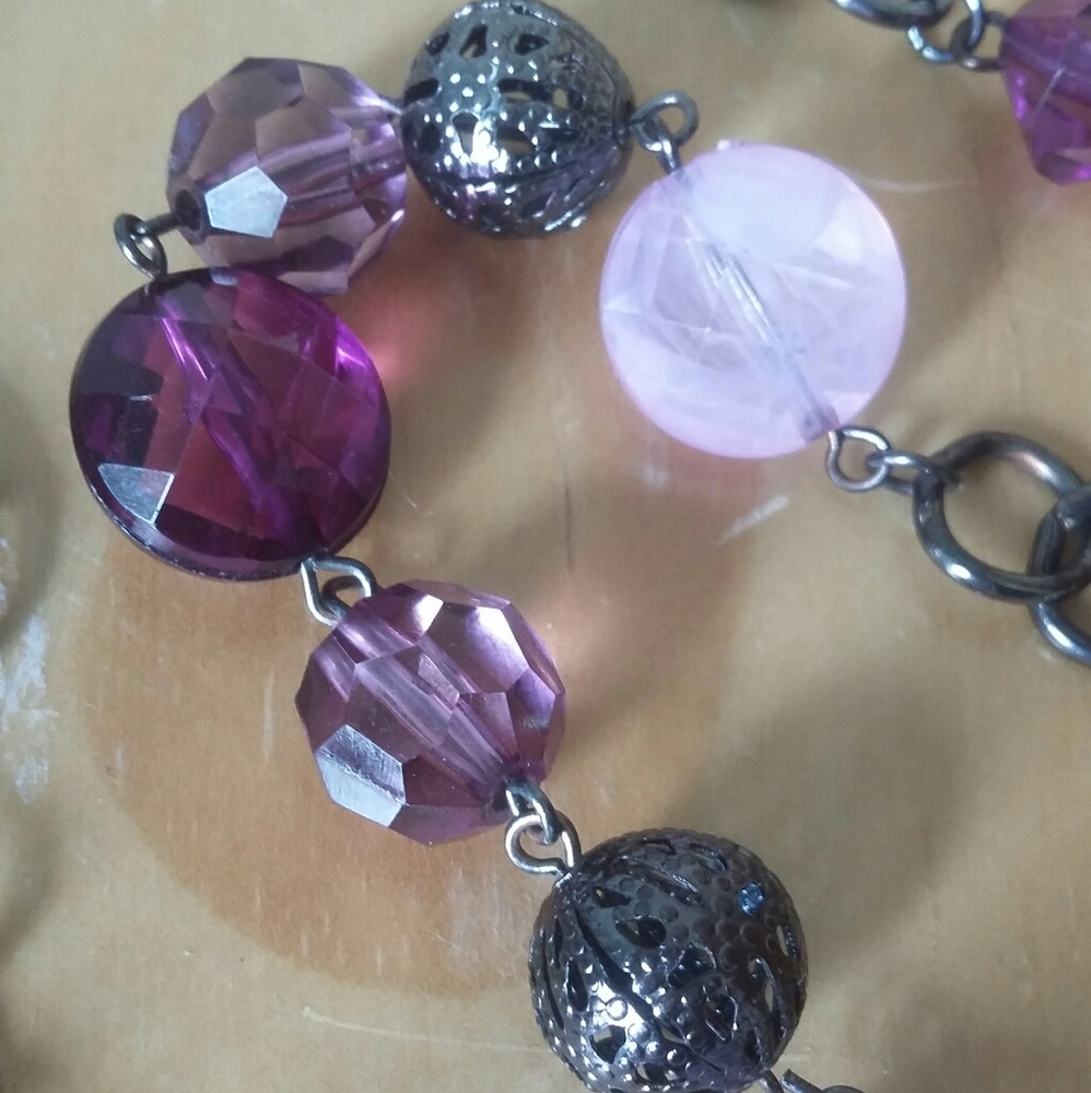 Long Purple & Black Necklace - Picture 4 of 4